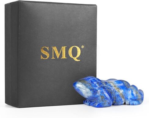 SMQ 2 inch Crystal Frog, Natural Lapis Lazuli Frog Figurine, Hand Carved Frog Statue, Healing Stone Crystal Animal Statue with Gift Box in Saudi Arabia