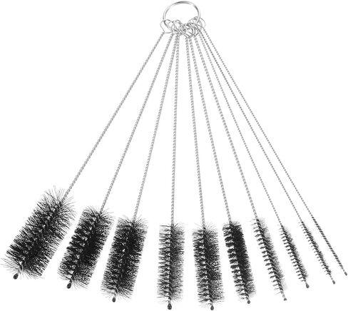 uxcell Straw Cleaner Brush Set, 8.3 Inch Nylon Tube Pipe Cleaners, Set of 10 Stainless Steel Long Straw Brush for Drinking Straw, Bottle, Tube, Cup, Black in Saudi Arabia