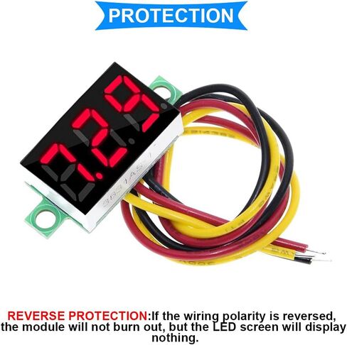3PCS DC 0-100V Mini Digital Voltmeter 0.36 Inch 3 Color Red Green Blue LED Display Three-Wire Voltage Tester with 9PCS Alligator Clip in Saudi Arabia