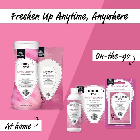 مناديل مبللة للسيدات من سمرز ايف، حساسة ببساطة، 5 قطع بحجم تجريبي ومناسب للسفر، 24 عبوة in Kuwait