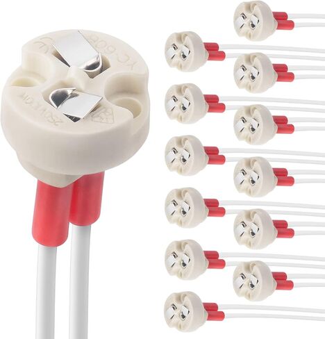 DiCUNO G4, GU5.3 Bi-Pin Ceramic Base Socket, MR16, MR11 Halogen Incandescent LED Bulb Holder Wire Connector (12pcs) in Saudi Arabia