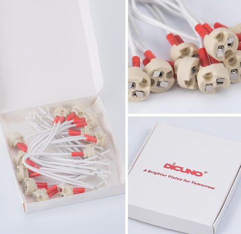 DiCUNO G4, GU5.3 Bi-Pin Ceramic Base Socket, MR16, MR11 Halogen Incandescent LED Bulb Holder Wire Connector (12pcs) in Saudi Arabia
