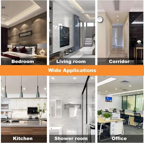 6 Inch 12W 5CCT LED Recessed Ceiling Light with Junction Box, 2700K/3000K/4000K/5000K/6000K Selectable, 1300LM Brighter Canless Dimmable Downlight Wet Location Approved (6 Pack) in Saudi Arabia