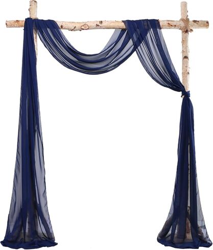 20Ft Wedding Arch Draping Fabric Panels, Navy Blue Chiffon Table Runner Decoration, Fabric Drapes Arbor Drapery Wedding Ceremony Reception Swag Decorations for Wedding Party Decoration … in Saudi Arabia