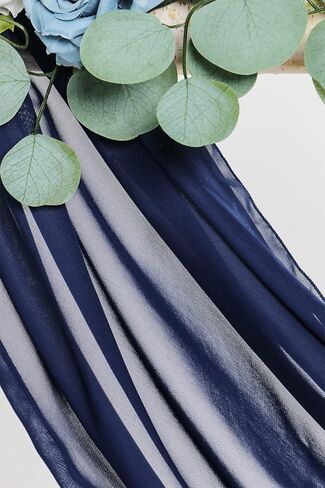 20Ft Wedding Arch Draping Fabric Panels, Navy Blue Chiffon Table Runner Decoration, Fabric Drapes Arbor Drapery Wedding Ceremony Reception Swag Decorations for Wedding Party Decoration … in Saudi Arabia