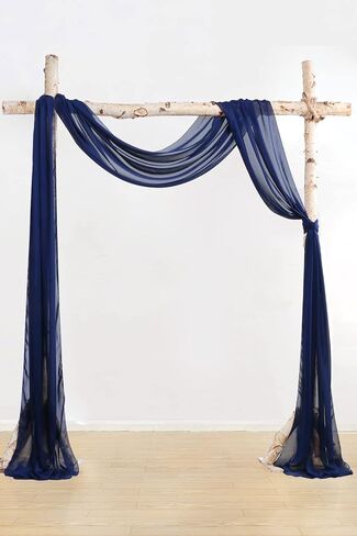 20Ft Wedding Arch Draping Fabric Panels, Navy Blue Chiffon Table Runner Decoration, Fabric Drapes Arbor Drapery Wedding Ceremony Reception Swag Decorations for Wedding Party Decoration … in Saudi Arabia