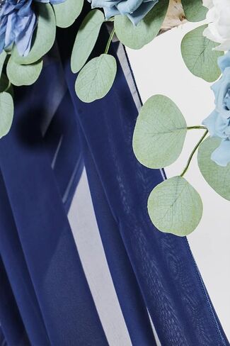 20Ft Wedding Arch Draping Fabric Panels, Navy Blue Chiffon Table Runner Decoration, Fabric Drapes Arbor Drapery Wedding Ceremony Reception Swag Decorations for Wedding Party Decoration … in Saudi Arabia