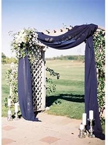 20Ft Wedding Arch Draping Fabric Panels, Navy Blue Chiffon Table Runner Decoration, Fabric Drapes Arbor Drapery Wedding Ceremony Reception Swag Decorations for Wedding Party Decoration … in Saudi Arabia