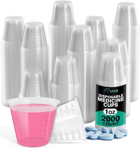 [2000 Pack - 1 oz.] Pruvade Disposable Medicine Cups with Graduated Dosage Lines for Pills or Liquid, Single Serve Measuring for Home, Nurse, Hospital, Medical Care, Resin Mixing, Mouthwash |2000 Pack in Saudi Arabia