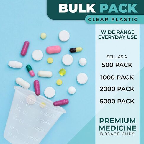 [2000 Pack - 1 oz.] Pruvade Disposable Medicine Cups with Graduated Dosage Lines for Pills or Liquid, Single Serve Measuring for Home, Nurse, Hospital, Medical Care, Resin Mixing, Mouthwash |2000 Pack in Saudi Arabia