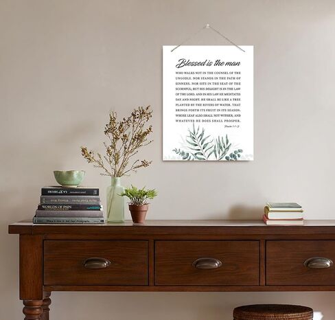 ديكور جدار ملهم، علامات خشبية معلقة زخرفية، فن ديكور الكتاب المقدس، علامة آية الكتاب المقدس، هدية مسيحية للأب الرجل، ديكور مكتب المنزل، مزمور 1: 1-3 علامة فنية جدارية - طوبى للرجل in Kuwait