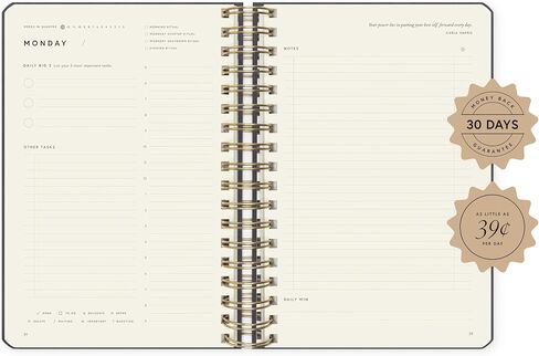 Full Focus Leather Coil Planner by Michael Hyatt - The #1 Daily Planner to Set Annual Goals, Increase Focus, Eliminate Overwhelm, and Achieve Your Biggest Goals - Hardcover (Navy Blue) in Saudi Arabia