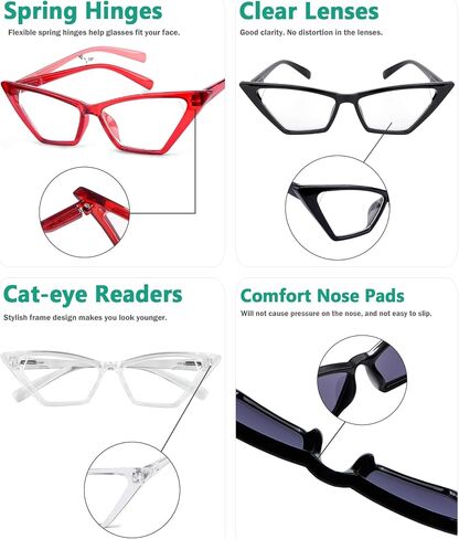 Eyekepper 5-pack Cat Eye Reading Glasses Women Oversized Readers in Saudi Arabia