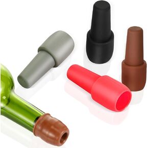 4 Pcs Wine Stoppers, Double Sealed Silicone Wine Bottle Stoppers Reusable Silicone Wine Stopper Wine Bottle Cover Wine Bottle Caps Wine Saver to Keep Wine Fresh for Making Cellars Home Use