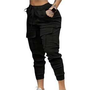GORGLITTER Women's Elastic Waist Baggy Cargo Sweatpants Comfy Flap Pocket Workout Jogger Sweat Pants in Saudi Arabia