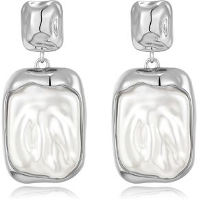 Gold Silver Baroque Pearl Dangle Earrings Vintage Pearl Dangle Earrings for Women Fashion Jewelry