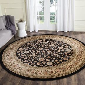 SAFAVIEH Lyndhurst Collection Area Rug - 8' Round, Black & Ivory, Traditional Oriental Design, Non-Shedding & Easy Care, Ideal for High Traffic Areas in Living Room, Bedroom (LNH316B)