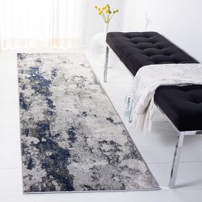 SAFAVIEH Adirondack Collection Runner Rug - 2'6" x 10', Navy & Grey, Modern Abstract Design, Non-Shedding & Easy Care, Ideal for High Traffic Areas in Living Room, Bedroom (ADR134N)