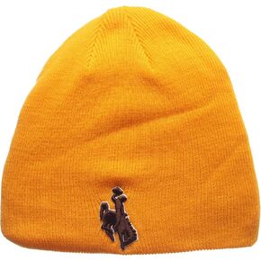 Wyoming Gold Cowboys Edge Skull Cap - NCAA Cuffless Winter Knit Beanie Toque Hat