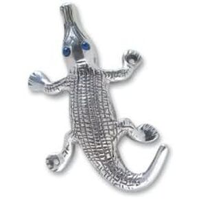 Better Houseware Mountable Silver Aluminum Crocodile Hook, 3.5" Width and 4" Length - Handcrafted Aluminum Hook with Jewel Eyes, Whimsical Clothing or Coat Hook for Bedroom, Bathroom or Kitchen