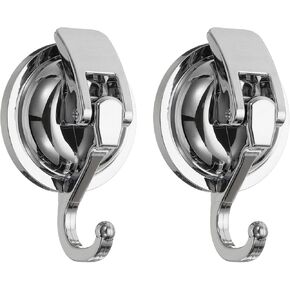 HARFINGTON 2pcs Suction Cups Hooks Powerful Vacuum Multi-Purpose Suction Shower Hooks Removable Reusable Waterproof Wreath Cup Hook for Bathroom Kitchen Restroom, Black