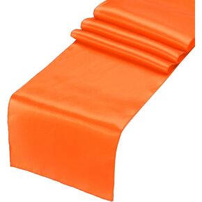 uxcell 2 Pcs Orange Satin Table Runner 12" x 108" Romantic Silk Table Runner Smooth Fabric Table Runner Decorations for Wedding Dining Birthday Party (9ft)