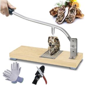 Oyster Shucker Clam Opener Machine Adjustable Oyster Shucker Machine Oyster Shucker Tool Set Including Knives, Glove, Seafood Tools for Hotel Family Buffet