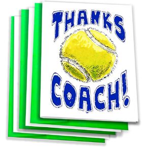 Play Strong 3-Pack Thanks Tennis Coach You're Awesome 3-Pack (5x7) Greeting Thank You Cards Set Amazing for Tennis Players, Teams, Coaches, Family and Fans - Your Coaches Will Love 'Em!
