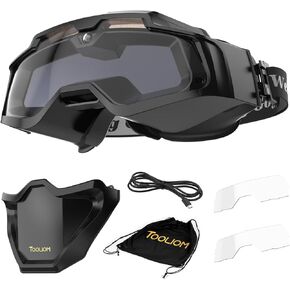 TOOLIOM Auto Darkening Welding Goggles, 4 Arc Sensor Eye Protection Safety Goggles Welding Glasses with 𝐋𝐄𝐃 𝐋𝐢𝐠𝐡𝐭𝐢𝐧𝐠 & 𝐓𝐘𝐏𝐄-𝐂 𝐂𝐡𝐚𝐫𝐠𝐢𝐧𝐠