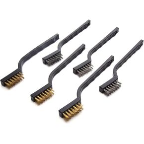 eBoot Mini Wire Brush Set for Cleaning Welding Slag and Rust, 6 Pack, Stainless Steel and Brass