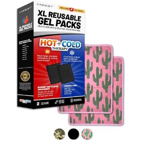 Hawwwy XL Gel Hot Col Gel Packs Ice Packs Heat Pads Perfect for Sore Muscles and Pain in Shoulder Neck Wrist Arms Knee Legs Ankle Headaches Migraines Postpartum (XL 2-Pack Cactus)