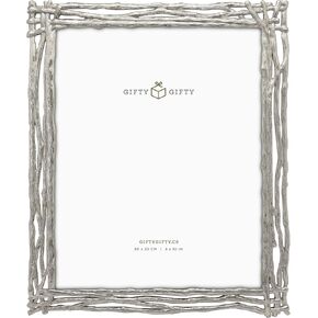 Tree Branch Photo Frame / 8x10 in | for Vertical and Horizontal Display on Tabletops | Perfect for Home Decor, Wedding, Vacation, Graduation, Or Any Milestone Photos (Silver)