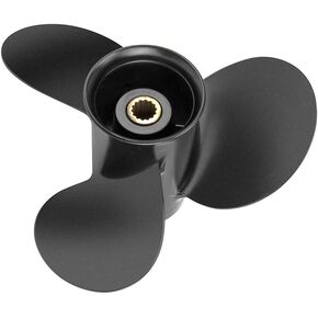 Qiclear OEM Upgrade 14 Spline Tooth Aluminum Outboard Propeller fit Mercury Motos 9.9/15/20HP &Tohatsu Motos 9.9HP 15HP 18HP,9.9HP 12HP 15HP 18HP 20HP,NSM NSF MFS, 2-1/2" Gearcase,Rh