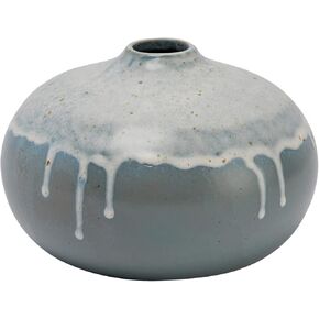 Creative Co-Op Farmhouse Stoneware 2-Tone, Multicolor Reactive Glaze Vase, Blue