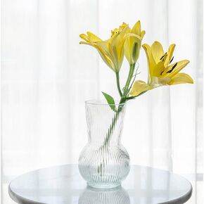 Glass Flower Vase, Fluted Texture Clear Vase for Centerpieces, Kitchen, Living Room, Bedroom Decor Gifts