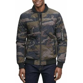 Calvin Klein Men's Ribbed Collar Quilted Bomber Jacket (US, Alpha, X-Large, Regular, Regular, GREEN)