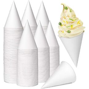 Yopay 600 Pack Cone Water Cups, 4OZ Disposable Dispenser Paper Snow Cups for Shaved Ice, Office Water Cooler, Sports Teams or Fundraisers, Craft Funnels for Oil or Protein Powder Drinks, White