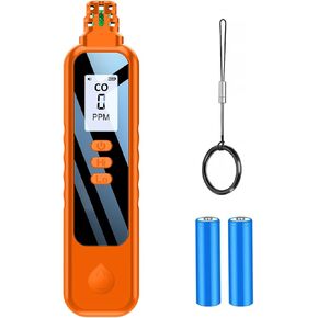 Carbon Monoxide Meter Portable Mini CO Detector with Lanyard Handheld CO Gas Tester Sensor 0-1000ppm with LCD Display Include 2X AAA Battery for Outdoor Travel Indoor RV Car Camping (Orange)