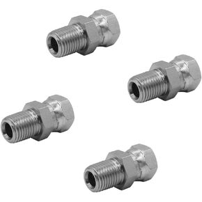 (4-PACK) 1404-04-04 Hydraulic Hose Adapter Fitting 1/4" Male (1/4-18 NPTF) × 1/4" Female Swivel (1/4-18 NPSM) SAE Straight Pipe Joints Connector Carbon Steel