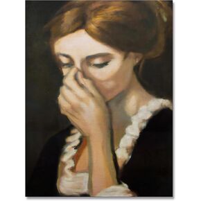 zphvaqd Funny Bathroom Canvas Wall Art，Classical Painting，Vintage Poster，Humor Amusing Toilet Art Prints,Girl Pinching Nose Wall Decor for Restroom 12 x 16 in Unframed