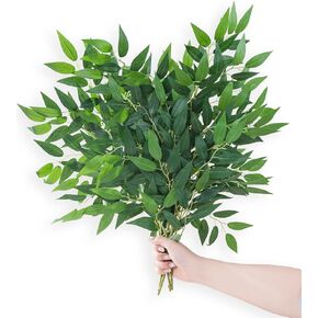 4Pcs 27.56" Italian Ruscus Artificial Greenery Branches, Realistic Fake Greenery for Wedding Bouquets, DIY Centerpieces, and Home Décor