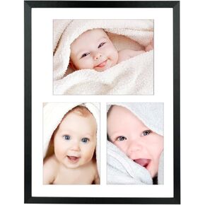 LTYHHK 5x7 Collage Frame for 3 Openings Fit Picture Two 5x7 and One 6x8 Photos with Mat or 12x16 Inch without Mat ，Collage Photo Frame Black Wall Multi-Photo Set Family 5x7 Photo Frame Collages for
