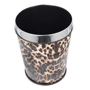 Holibanna Bathroom Trash Can Recycling Bin Round Waste Basket Office Wastebasket Bathroom Garbage Can Trash Cans Office Garbage Can Stainless Steel Leopard Print Container Box