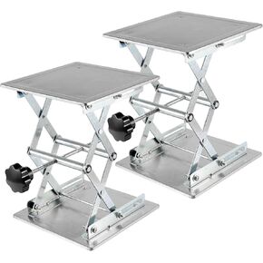 2 PCS 8 x 8 Inches Laboratory Lift Stand, Lab Jack Scissor Stand Platform, Lab Lift Stand Table Lifting Jack Platform, Expandable Table Height Range from 85mm to 270mm, Weight Limit 15kg