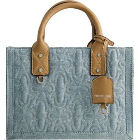 True Religion Women's Tote Bag, Quilted Horseshoe Travel Shoulder Handbag with Adjustable Crossbody Strap