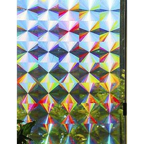 Rainbow Symphony – Rainbow Suncatcher Window Film, Diffraction Window Film, Stained Glass Window Cling, Holographic Prismatic Film, Radial Pattern, 24" x 36", Made in USA