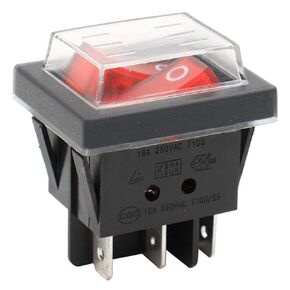 Double Rocker Switch SPST ON-OFF 6 Terminals Red light 16A 250VAC with Waterproof Cover