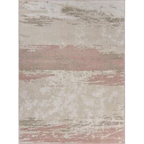 LR Home Abstract Brushstroke Area Rug, 7'9" x 9'5", Ivory/Blush