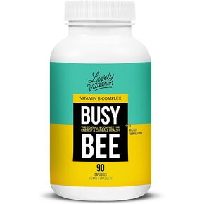 LIVELY VITAMIN CO. Busy Bee - Highly Bioavailable Vitamin B Complex with Choline - Energy - Stress - Brain Fog - Mental Clarity - Oxidative Damage - Dairy Soy Gluten Free - 90 Vegan Capsules