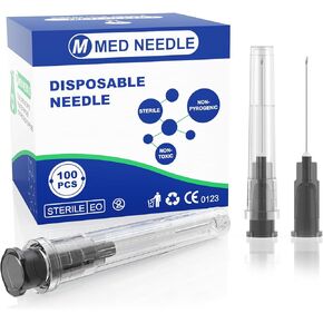 100 Psc 22G 5/8 بوصة Luer Lock ملحقات أدوات المختبر، إبر يمكن التخلص منها معبأة بشكل فردي لقياس السائل وملء الحبر